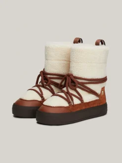 Botki*Tommy Hilfiger Sznurowane śniegowce Z Ciepłą Wyściółką COGNAC BROWN