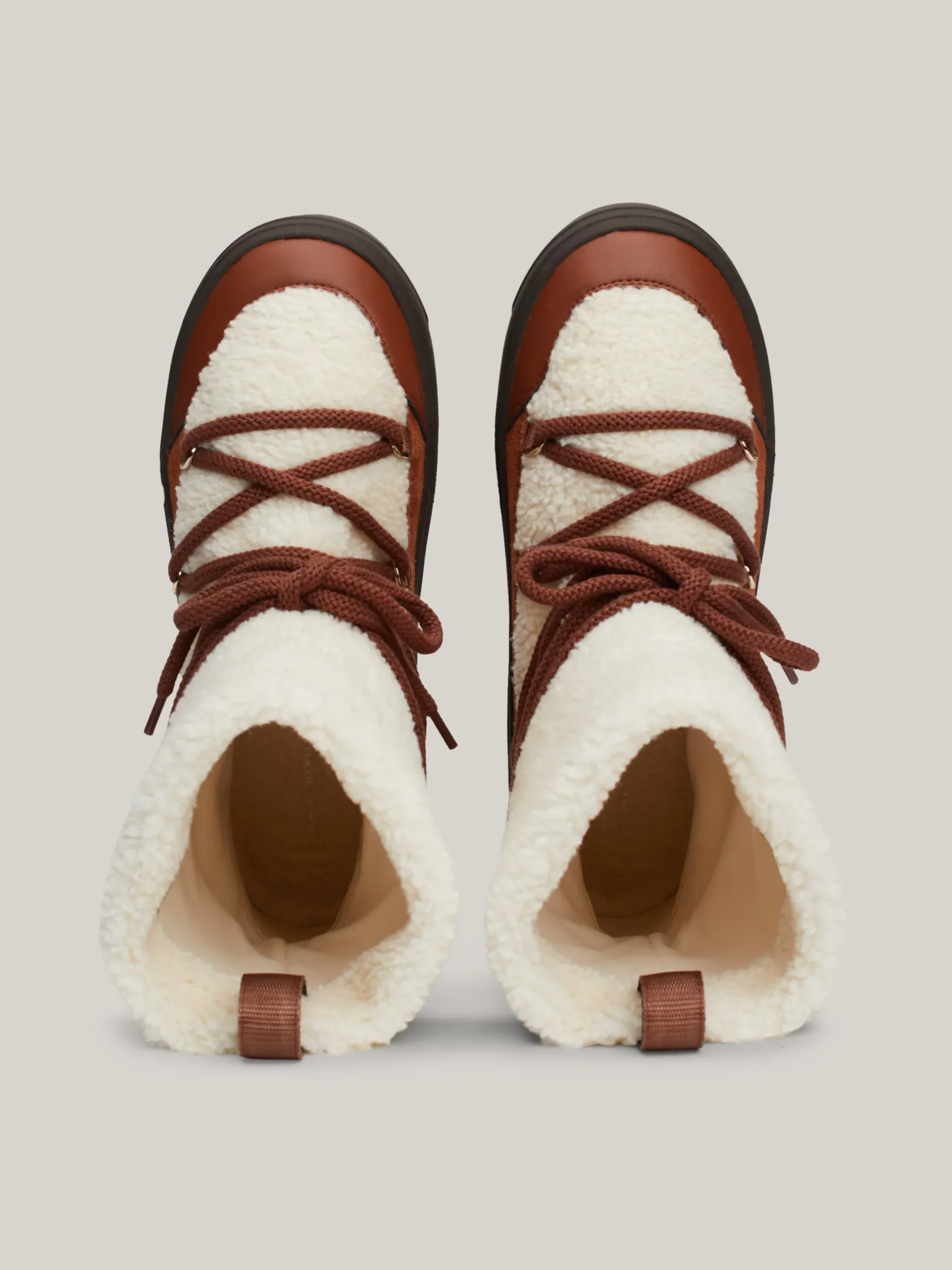 Botki*Tommy Hilfiger Sznurowane śniegowce Z Ciepłą Wyściółką COGNAC BROWN