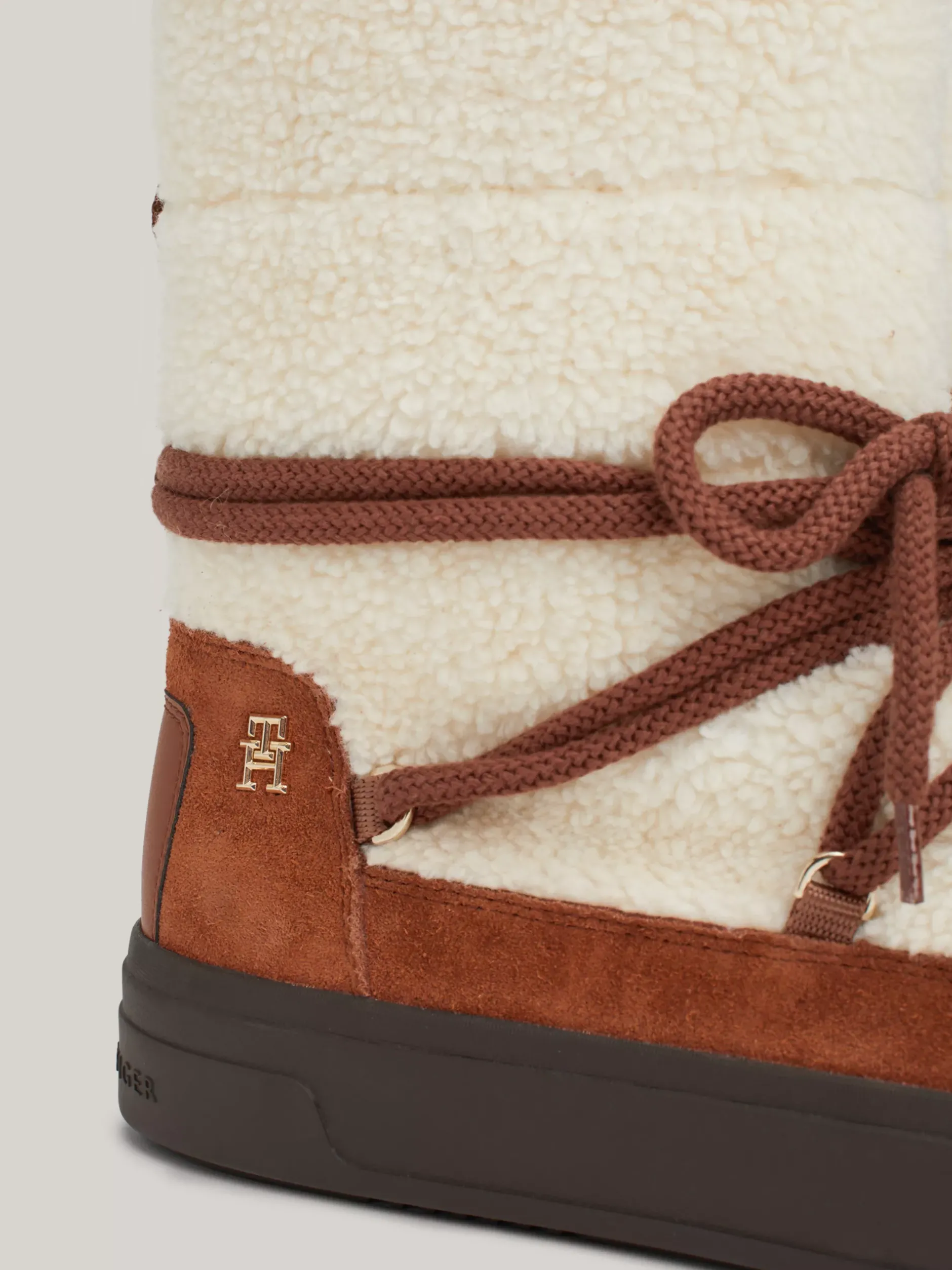 Botki*Tommy Hilfiger Sznurowane śniegowce Z Ciepłą Wyściółką COGNAC BROWN