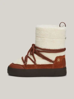 Botki*Tommy Hilfiger Sznurowane śniegowce Z Ciepłą Wyściółką COGNAC BROWN