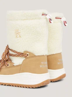 Obuwie I Akcesoria*Tommy Hilfiger Sznurowane śniegowce Z Futerkową Dzianiną CAMEL