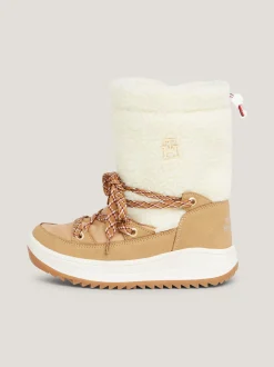 Obuwie I Akcesoria*Tommy Hilfiger Sznurowane śniegowce Z Futerkową Dzianiną CAMEL