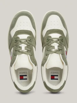 Sneakersy*Tommy Hilfiger Sznurowane Tenisówki Ze Skóry WASHED ARMY