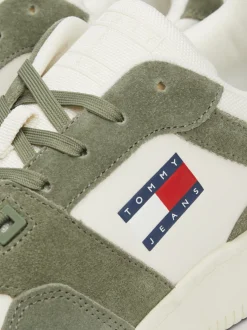 Sneakersy*Tommy Hilfiger Sznurowane Tenisówki Ze Skóry WASHED ARMY
