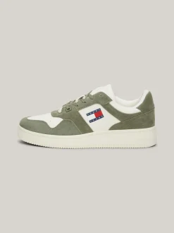 Sneakersy*Tommy Hilfiger Sznurowane Tenisówki Ze Skóry WASHED ARMY