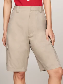 Szorty*Tommy Hilfiger Szorty Bojówki Unisex Z Szerokimi Nogawkami BEIGE STONE