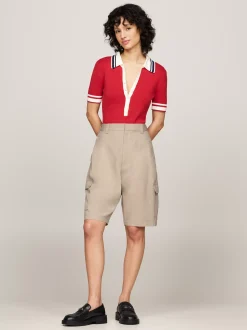Szorty*Tommy Hilfiger Szorty Bojówki Unisex Z Szerokimi Nogawkami BEIGE STONE