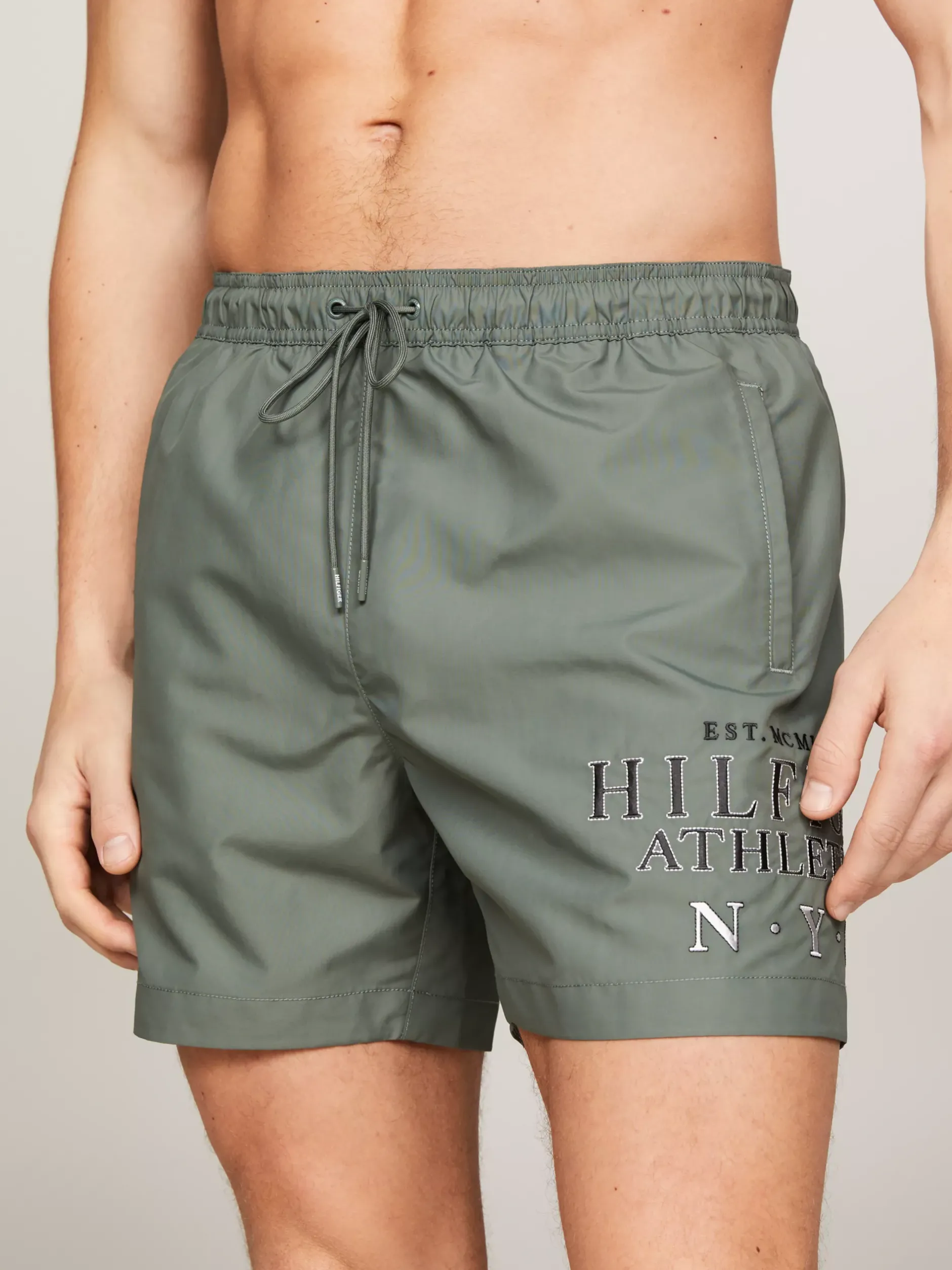 Stroje Kąpielowe*Tommy Hilfiger Szorty Do Pływania Z Logo Hilfiger STONEWASH GREEN
