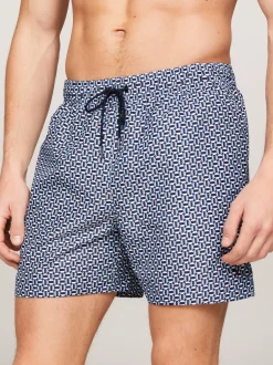 Stroje Kąpielowe*Tommy Hilfiger Szorty Do Pływania Z Nadrukiem I Troczkami BEVELLED GEO DARK SKY