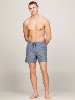 Stroje Kąpielowe*Tommy Hilfiger Szorty Do Pływania Z Nadrukiem I Troczkami BEVELLED GEO DARK SKY