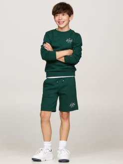 Spodnie I Szorty*Tommy Hilfiger Szorty Dresowe Z Troczkami I Logo Hilfiger ORNAMENTAL GREEN
