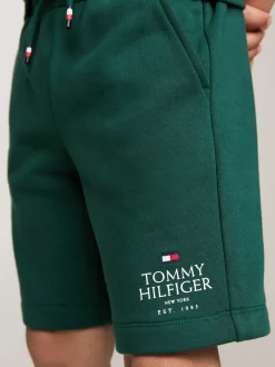 Spodnie I Szorty*Tommy Hilfiger Szorty Dresowe Z Troczkami I Logo Hilfiger ORNAMENTAL GREEN