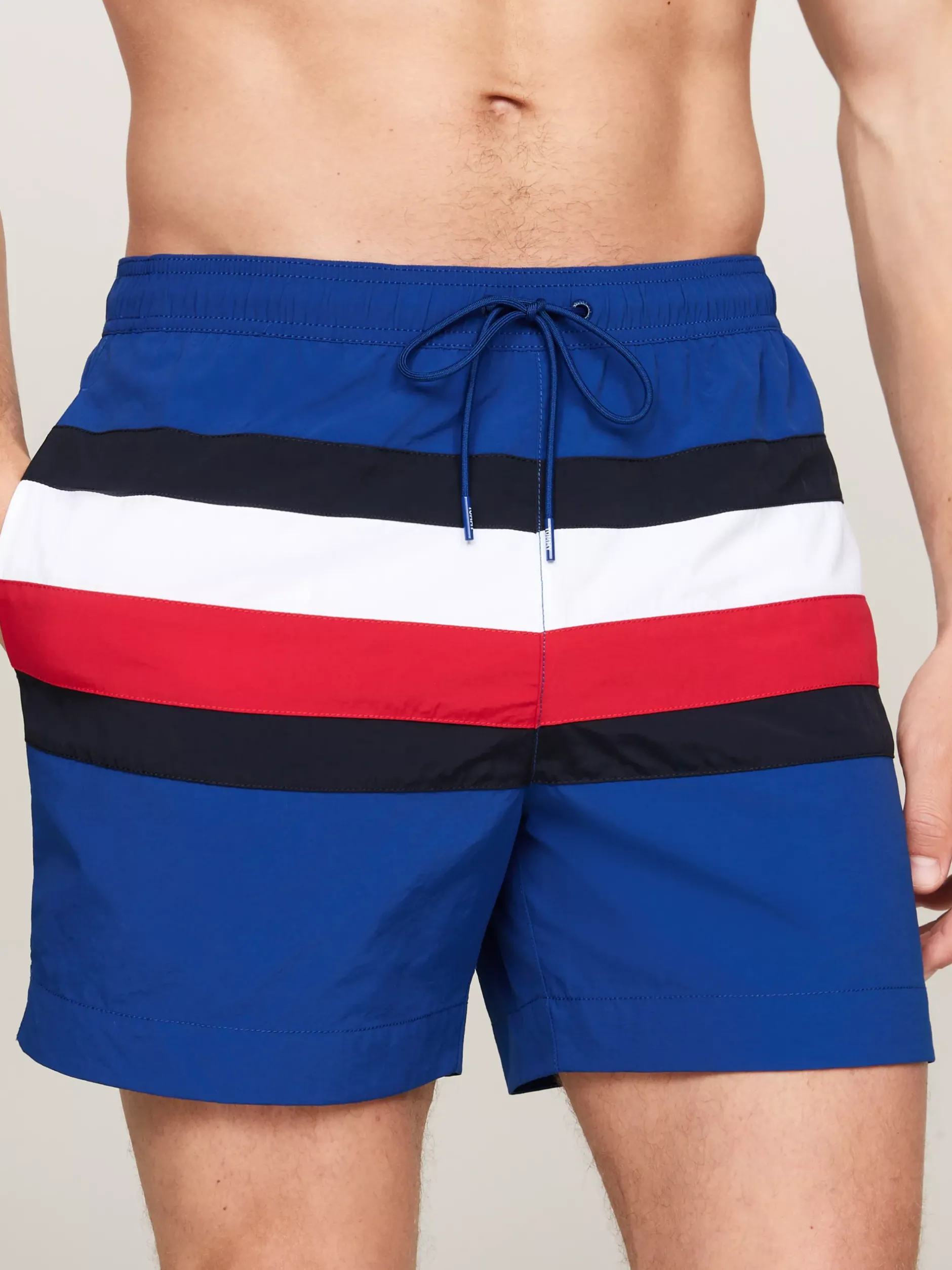 Stroje Kąpielowe*Tommy Hilfiger Szorty Kąpielowe Ze Wzorem W Sygnowane Paski ANCHOR BLUE