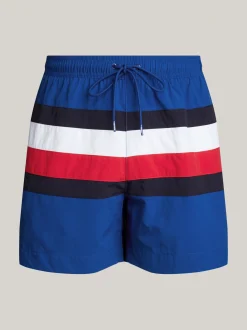 Stroje Kąpielowe*Tommy Hilfiger Szorty Kąpielowe Ze Wzorem W Sygnowane Paski ANCHOR BLUE