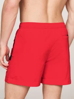 Stroje Kąpielowe*Tommy Hilfiger Szorty Kąpielowe Ze Wzorem W Sygnowane Paski DARING SCARLET