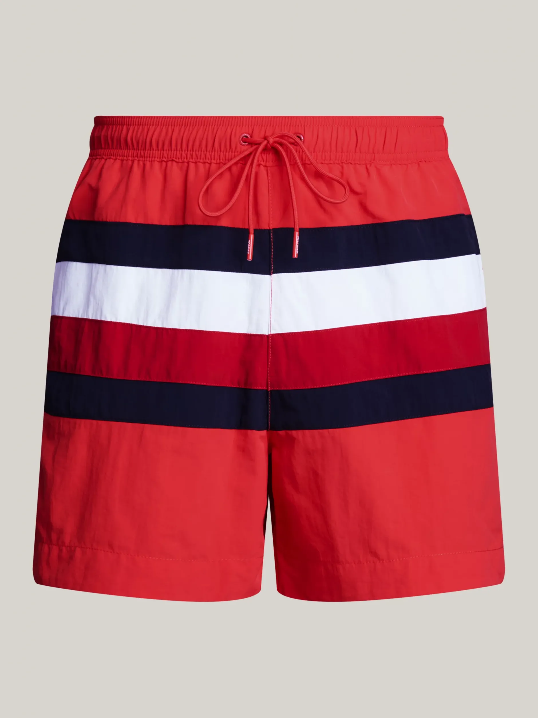 Stroje Kąpielowe*Tommy Hilfiger Szorty Kąpielowe Ze Wzorem W Sygnowane Paski DARING SCARLET