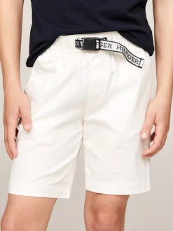 Spodnie I Szorty*Tommy Hilfiger Szorty W Stylu Chinosów Z Parcianym Paskiem ANCIENT WHITE