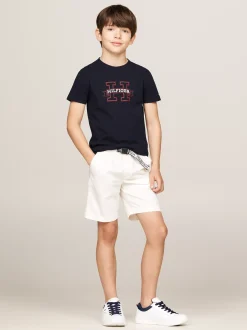 Spodnie I Szorty*Tommy Hilfiger Szorty W Stylu Chinosów Z Parcianym Paskiem ANCIENT WHITE