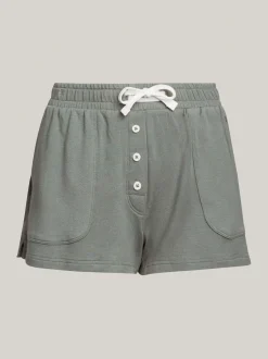 Stroje Domowe*Tommy Hilfiger Szorty Z Logo TH Established STONEWASH GREEN