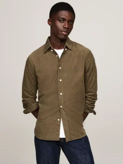 Koszule*Tommy Hilfiger Sztruksowa Koszula O Regularnym Kroju ARMY GREEN
