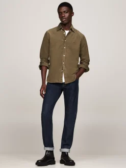Koszule*Tommy Hilfiger Sztruksowa Koszula O Regularnym Kroju ARMY GREEN