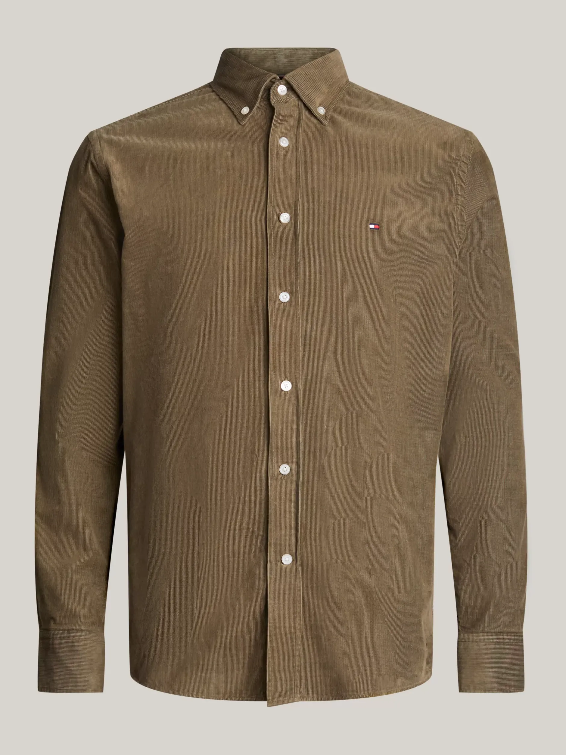 Koszule*Tommy Hilfiger Sztruksowa Koszula O Regularnym Kroju ARMY GREEN