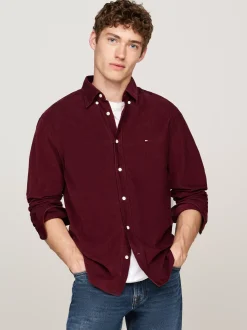 Koszule*Tommy Hilfiger Sztruksowa Koszula O Regularnym Kroju DEEP ROUGE