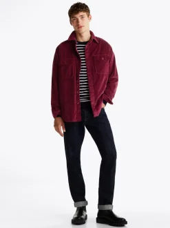 Koszule*Tommy Hilfiger Sztruksowa Koszula Wierzchnia O Luźnym Kroju DEEP ROUGE