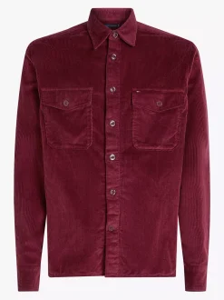 Koszule*Tommy Hilfiger Sztruksowa Koszula Wierzchnia O Luźnym Kroju DEEP ROUGE