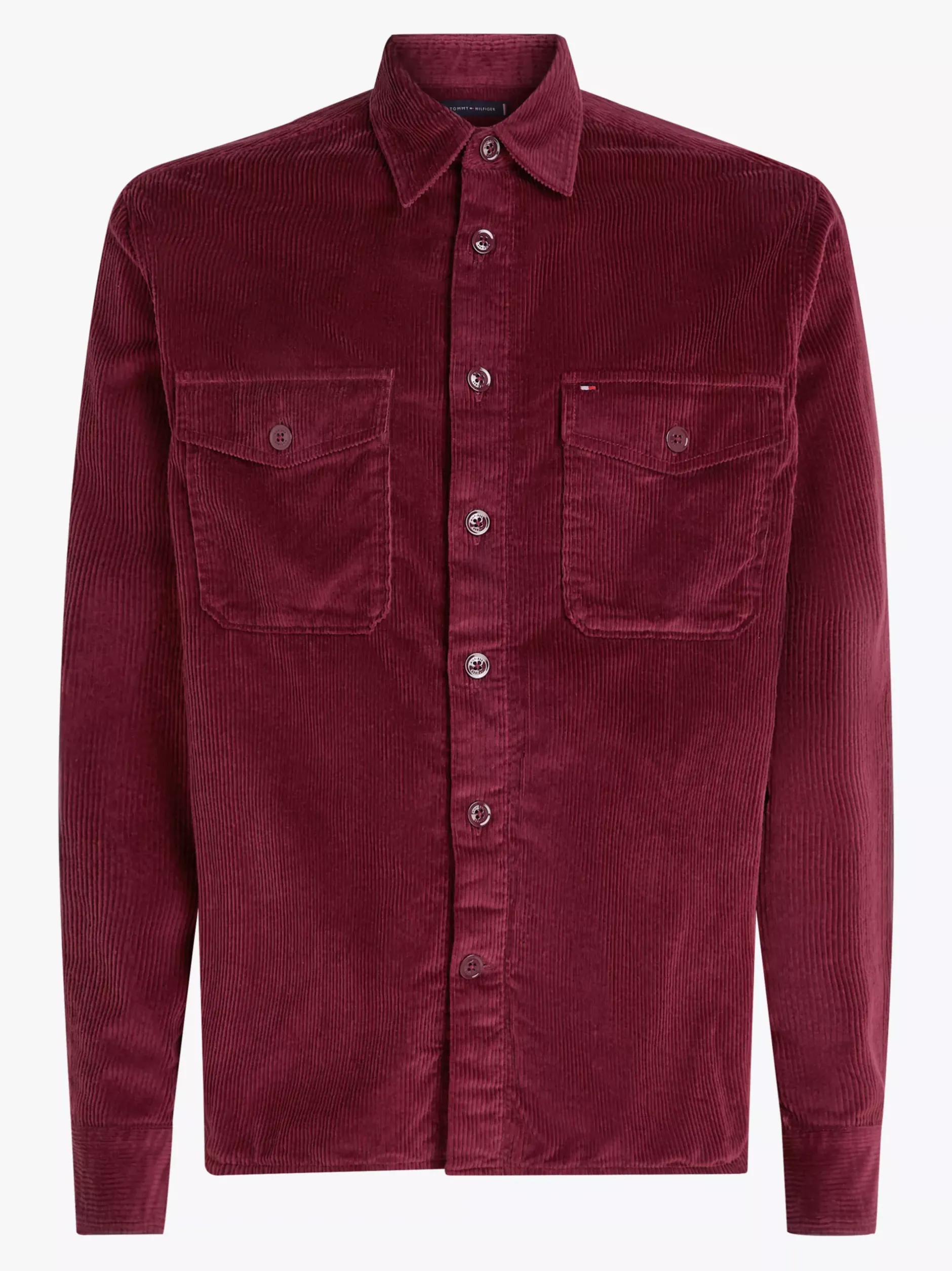Koszule*Tommy Hilfiger Sztruksowa Koszula Wierzchnia O Luźnym Kroju DEEP ROUGE