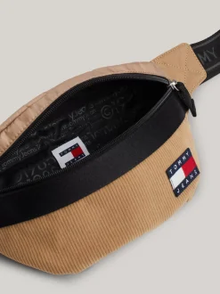 Torebki Na Pasku*Tommy Hilfiger Sztruksowa Nerka Essential W Bloki Kolorów TAWNY SAND
