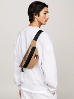 Torebki Na Pasku*Tommy Hilfiger Sztruksowa Nerka Essential W Bloki Kolorów TAWNY SAND