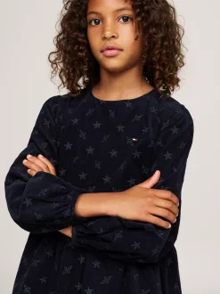 Sukienki*Tommy Hilfiger Sztruksowa Sukienka Z Długim Rękawem DESERT SKY