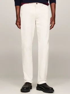 Spodnie*Tommy Hilfiger Sztruksowe Chinosy O Prostym Kroju WEATHERED WHITE