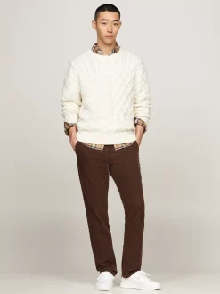 Spodnie*Tommy Hilfiger Sztruksowe Chinosy O Prostym Kroju LEGACY BROWN
