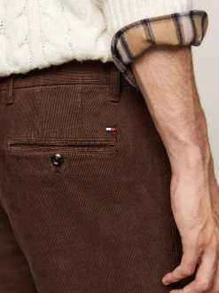 Spodnie*Tommy Hilfiger Sztruksowe Chinosy O Prostym Kroju LEGACY BROWN
