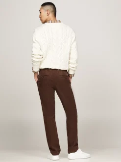Spodnie*Tommy Hilfiger Sztruksowe Chinosy O Prostym Kroju LEGACY BROWN