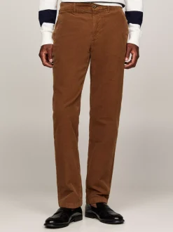 Spodnie*Tommy Hilfiger Sztruksowe Chinosy O Prostym Kroju HIGHLAND KHAKI