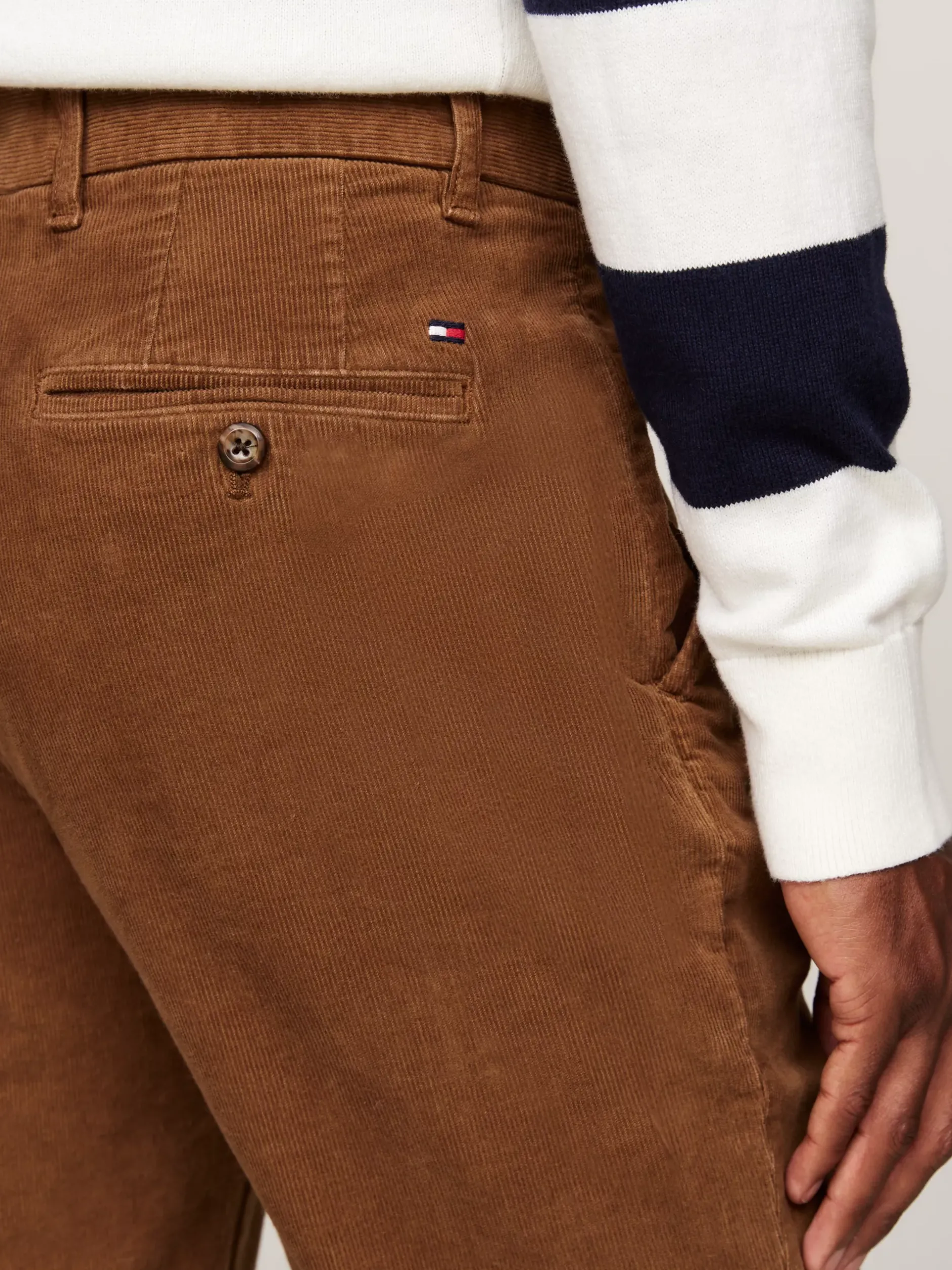 Spodnie*Tommy Hilfiger Sztruksowe Chinosy O Prostym Kroju HIGHLAND KHAKI