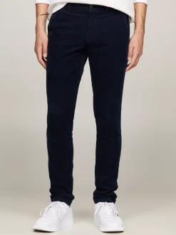 Spodnie*Tommy Hilfiger Sztruksowe Chinosy Z Bawełny Ze Stretchem DESERT SKY