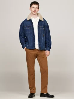 Spodnie*Tommy Hilfiger Sztruksowe Chinosy Z Bawełny Ze Stretchem HIGHLAND KHAKI