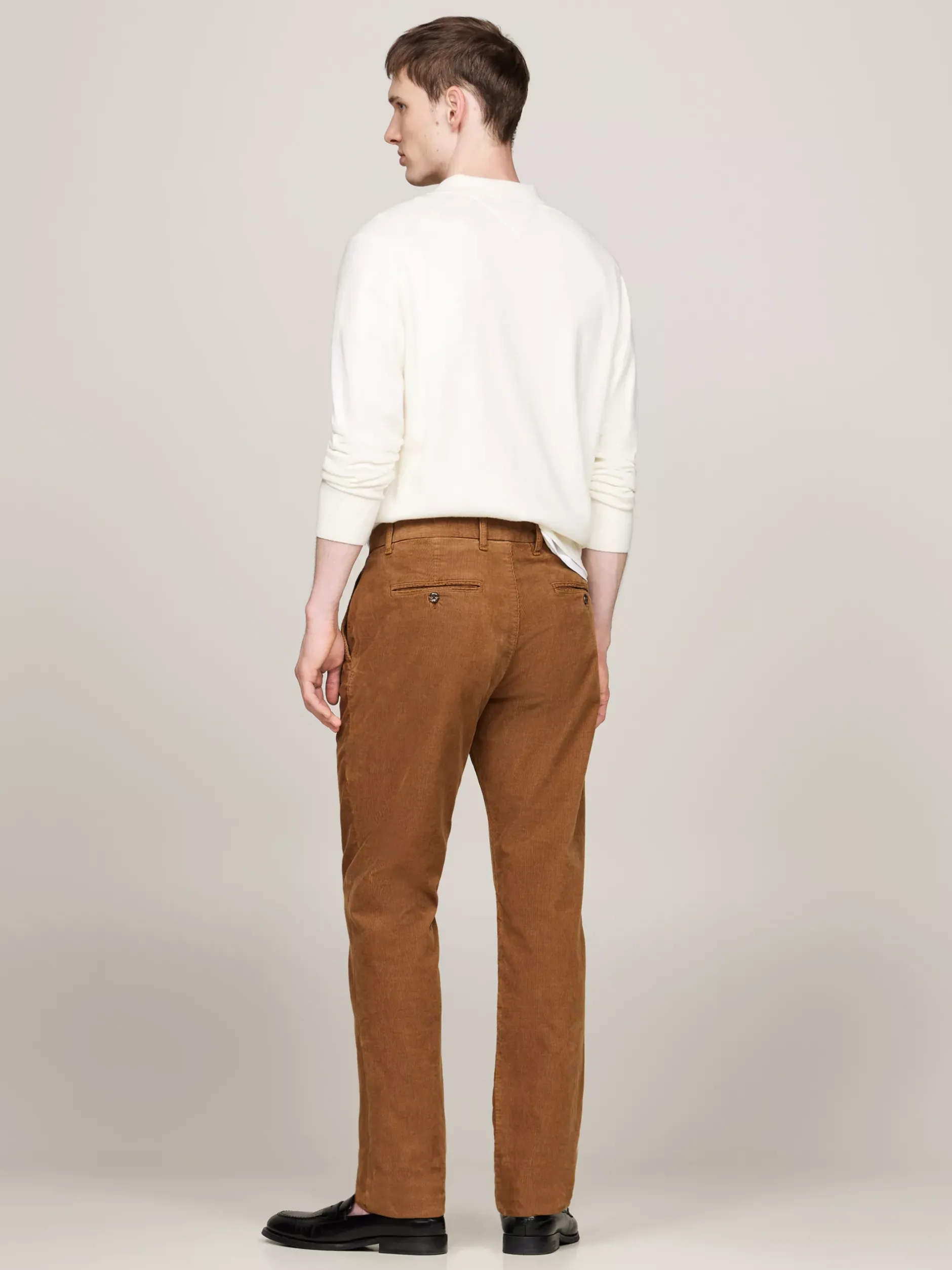 Spodnie*Tommy Hilfiger Sztruksowe Chinosy Z Bawełny Ze Stretchem HIGHLAND KHAKI