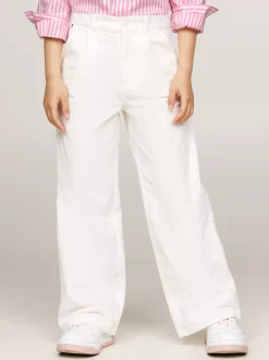 Spodnie, Szorty I Spódnice*Tommy Hilfiger Sztruksowe Chinosy Z Szerokimi Nogawkami ANCIENT WHITE