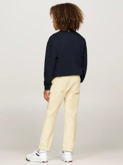 Spodnie I Szorty*Tommy Hilfiger Sztruksowe Chinosy Z Troczkami COUNTRY IVORY