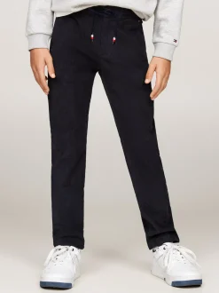 Spodnie I Szorty*Tommy Hilfiger Sztruksowe Chinosy Z Troczkami DESERT SKY