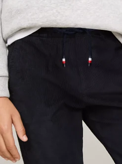 Spodnie I Szorty*Tommy Hilfiger Sztruksowe Chinosy Z Troczkami DESERT SKY
