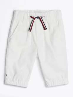 Dziewczynki|Chłopcy*Tommy Hilfiger Sztruksowe Spodnie Bojówki Z Troczkami ANCIENT WHITE
