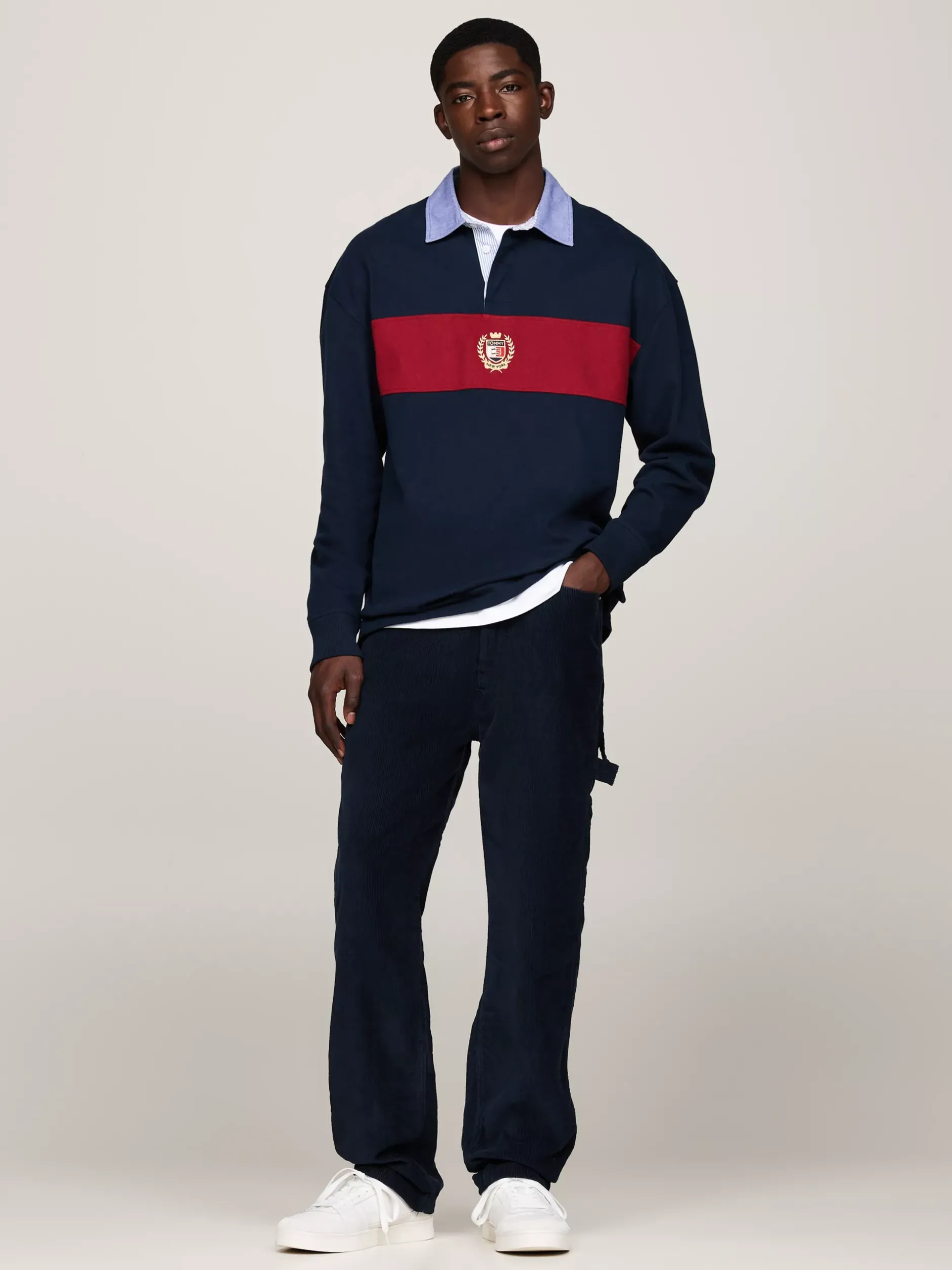 Spodnie*Tommy Hilfiger Sztruksowe Spodnie Typu Skater DARK NIGHT NAVY