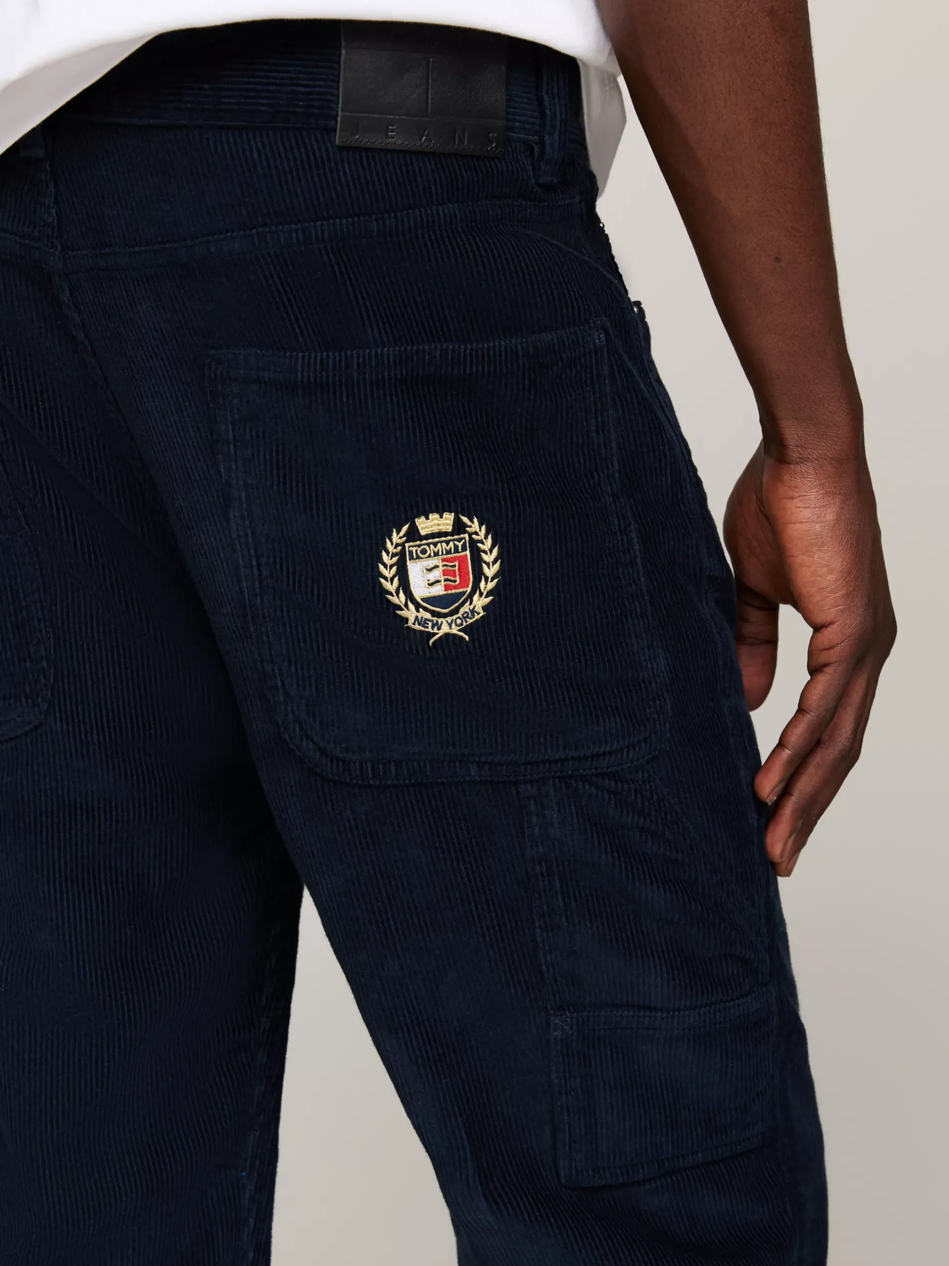Spodnie*Tommy Hilfiger Sztruksowe Spodnie Typu Skater DARK NIGHT NAVY