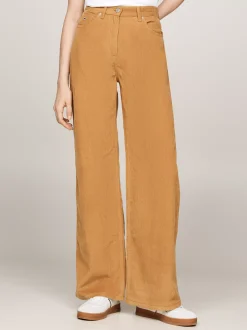 Spodnie*Tommy Hilfiger Sztruksowe Spodnie Z Szerokimi Nogawkami GENTLE GOLD